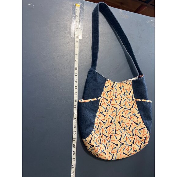 (2) Golf Denim & Canvas Tote Bags With Colorful Pattern - Picture 3 of 12